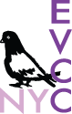 East Village Community Coalition logo EVCCNYC with pigeon mascot