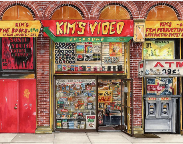 Illustration of Mondo Kim's St. Marks Place by Lily Annabelle