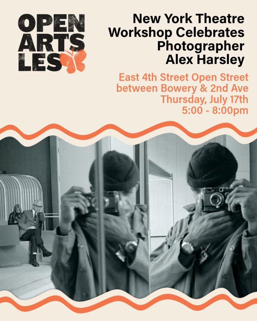 Open Arts LES celebrating Photographer Alex Harsley's birthday event flyer.