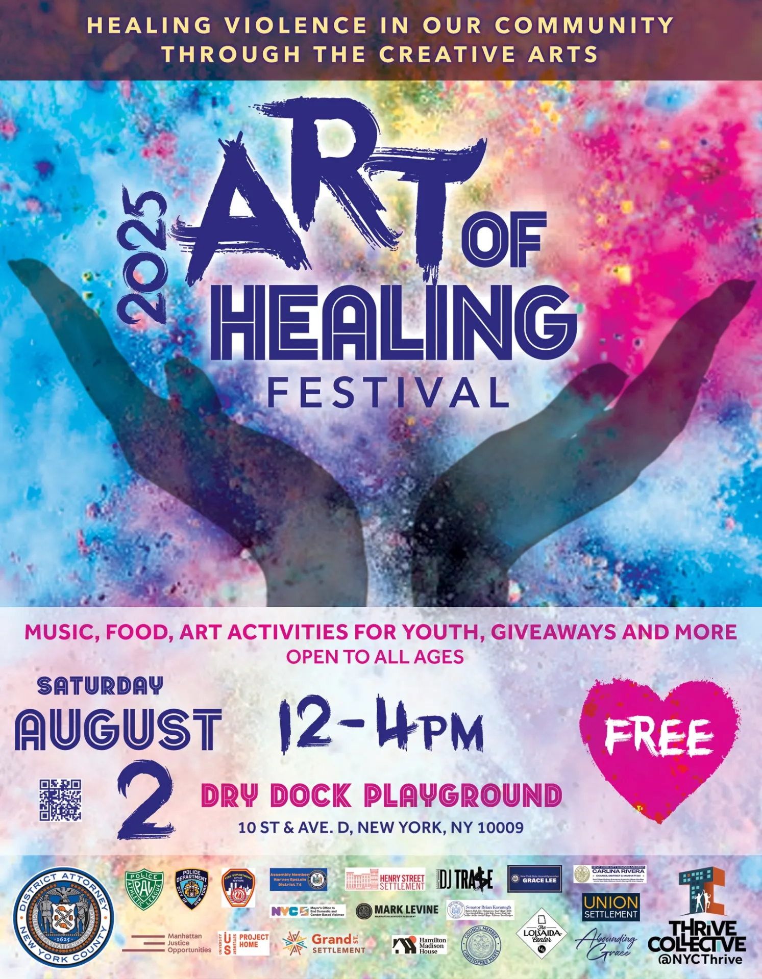 Flyer for Art of Healing festival at Dry dock park