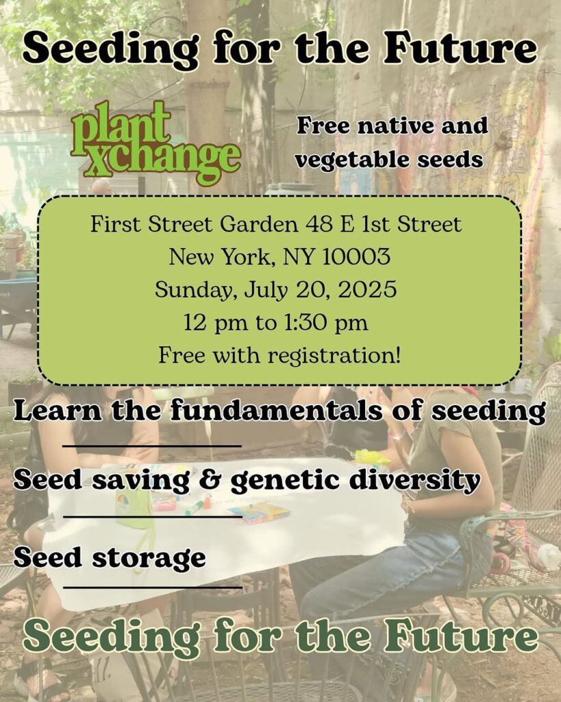 Seeding for the future plant exchange flyer.
