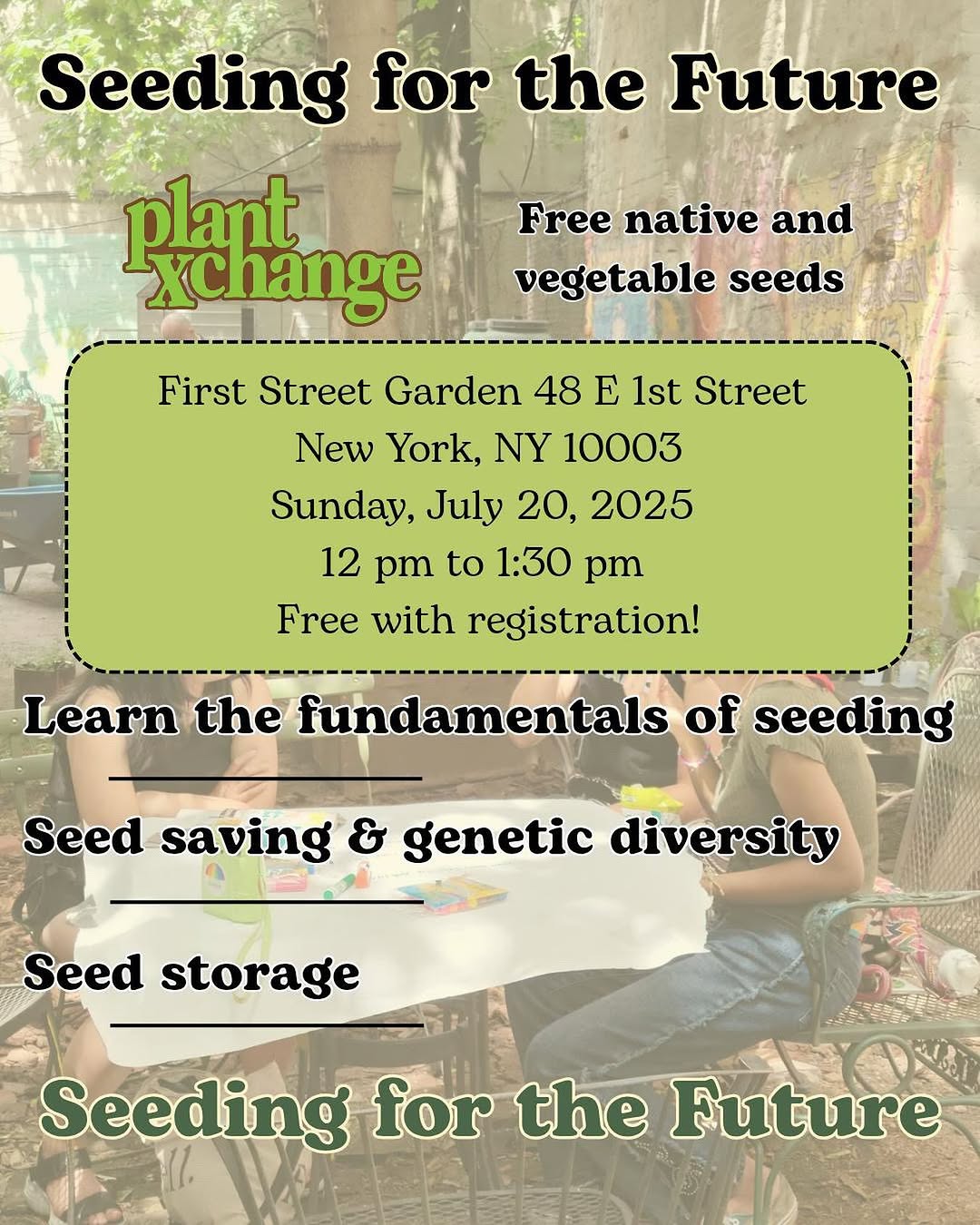 Seeding for the future plant exchange flyer.