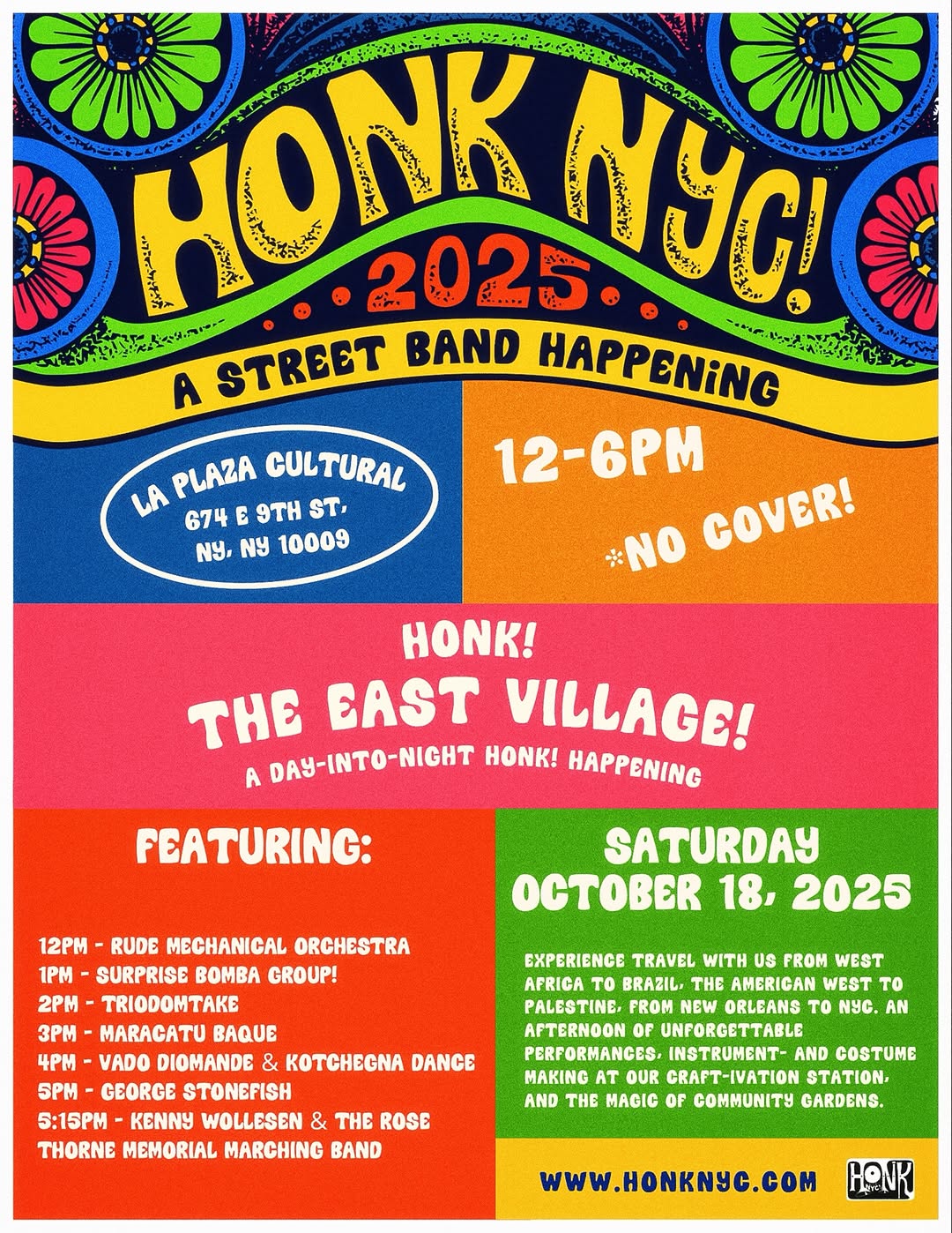 Flyer for honk NYCs music festival
