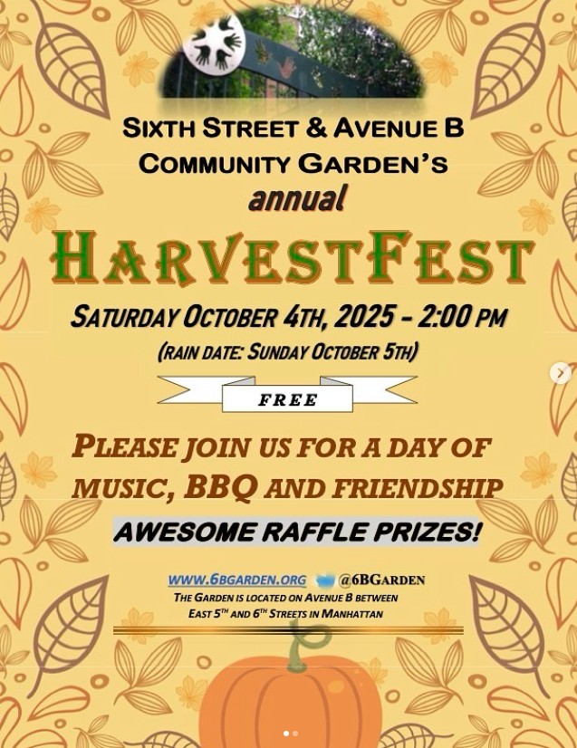 flyer for 6B Garden Harvest Fest