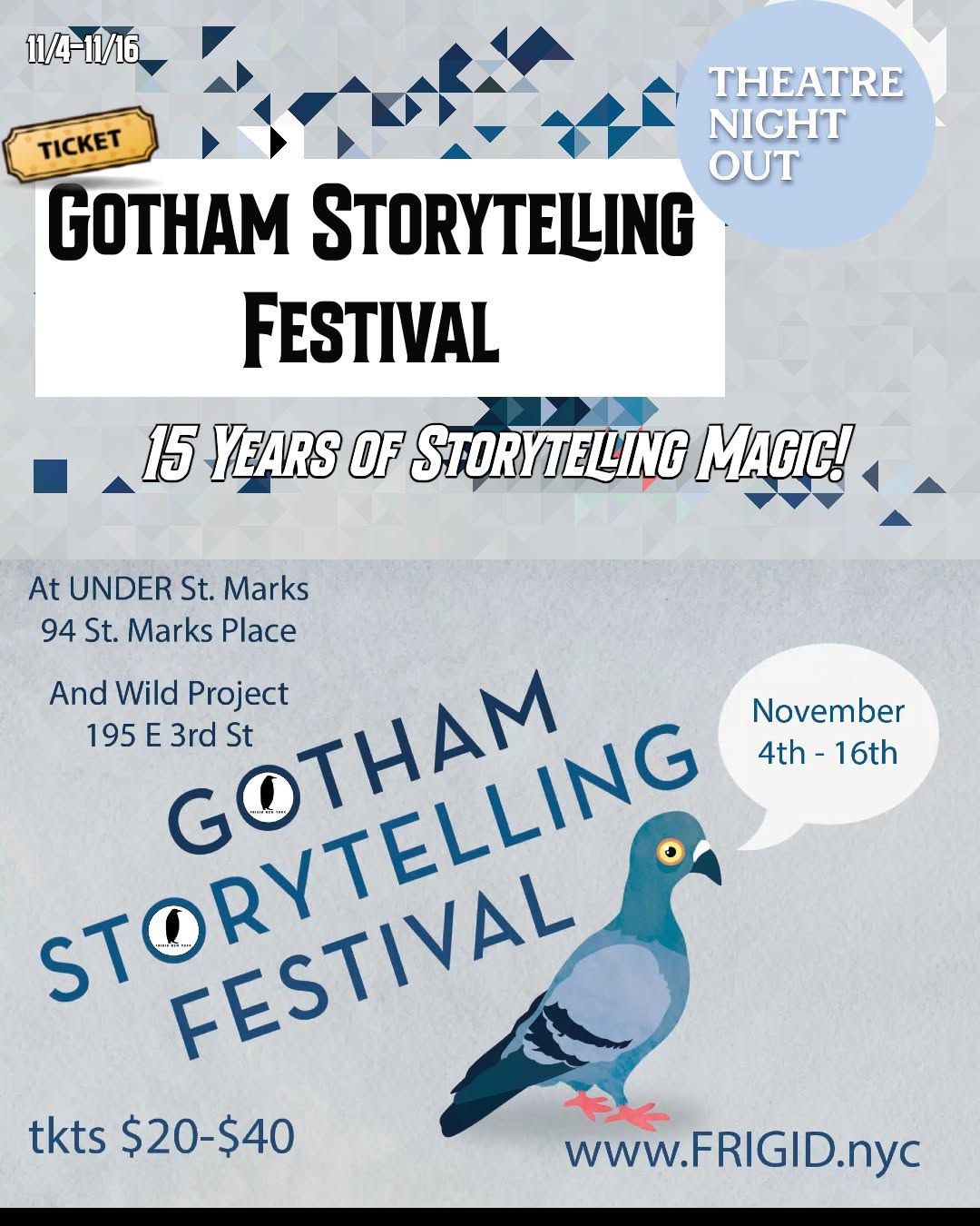 flyer for gotham storytelling festival